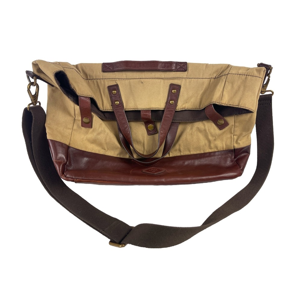 Fossil Vintage Canvas And Leather Tote Bag Purse